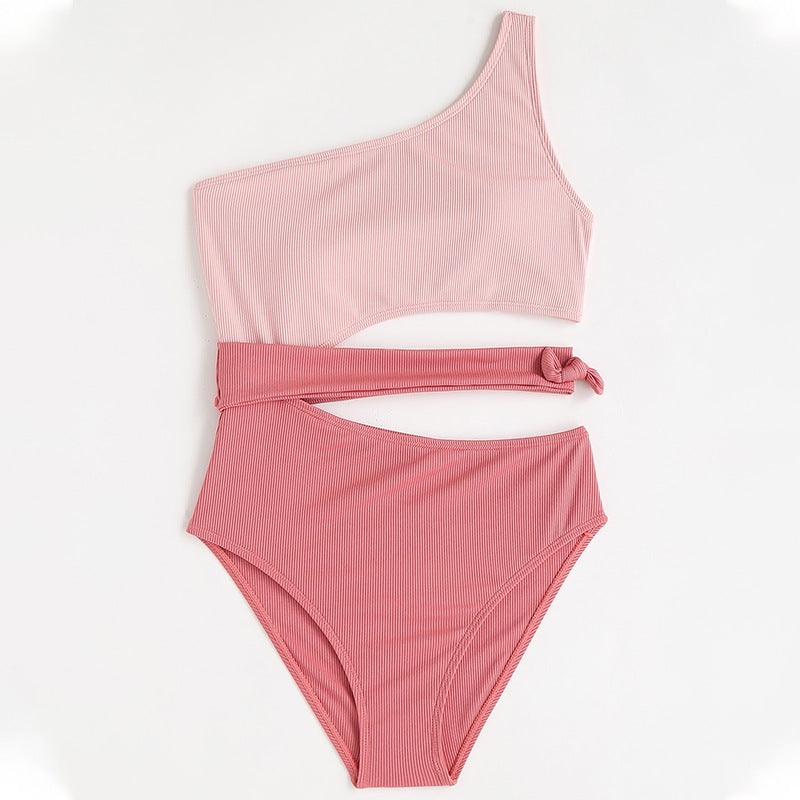 Girls' One-Shoulder Slim Fit One-Piece Swimsuit