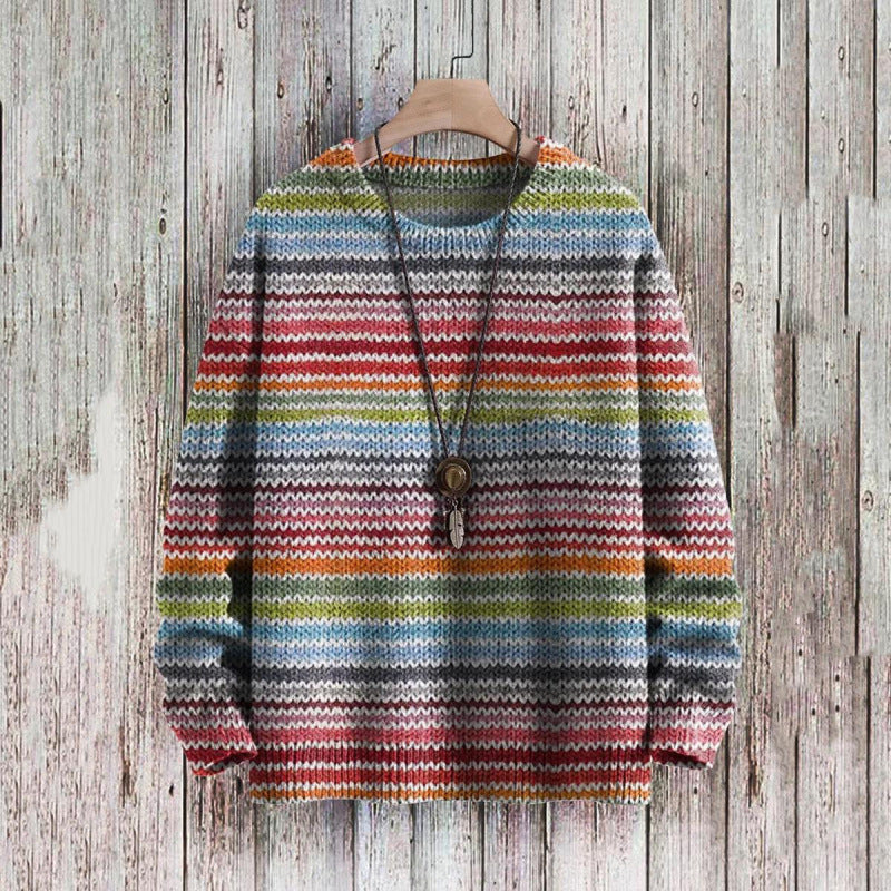 Chic Abstract Print Drop-Shoulder Casual Women's Sweater