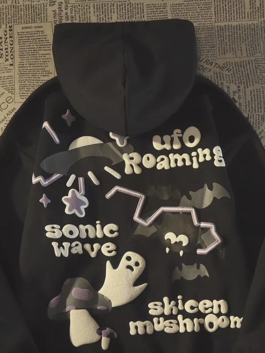 Retro Bat Ghost Oversized Hoodie