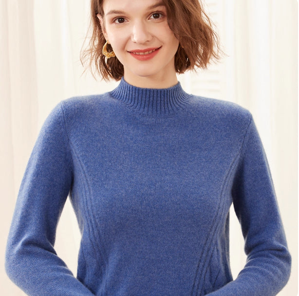 Thick, High-neck Cashmere Sweater for Women, Pure Cashmere Pullover Base Layer Knit Sweater