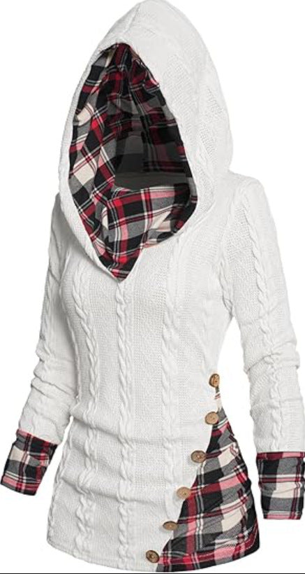 Chic Hooded Geometric Pullover Sweater
