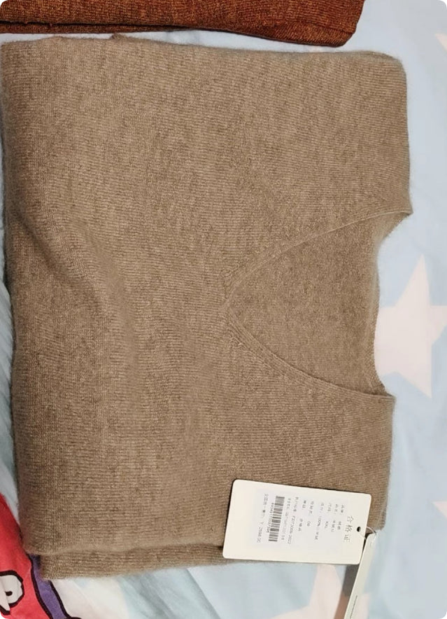 Pure Wool V-Neck Long-Sleeve Sweater for Women