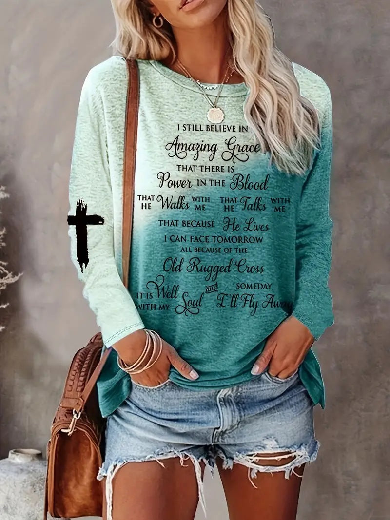 Women's 3D Printed Long Sleeve Crew Neck Sweatshirt
