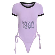 Letter Print Shaping Bodysuit Contour Jumpsuit