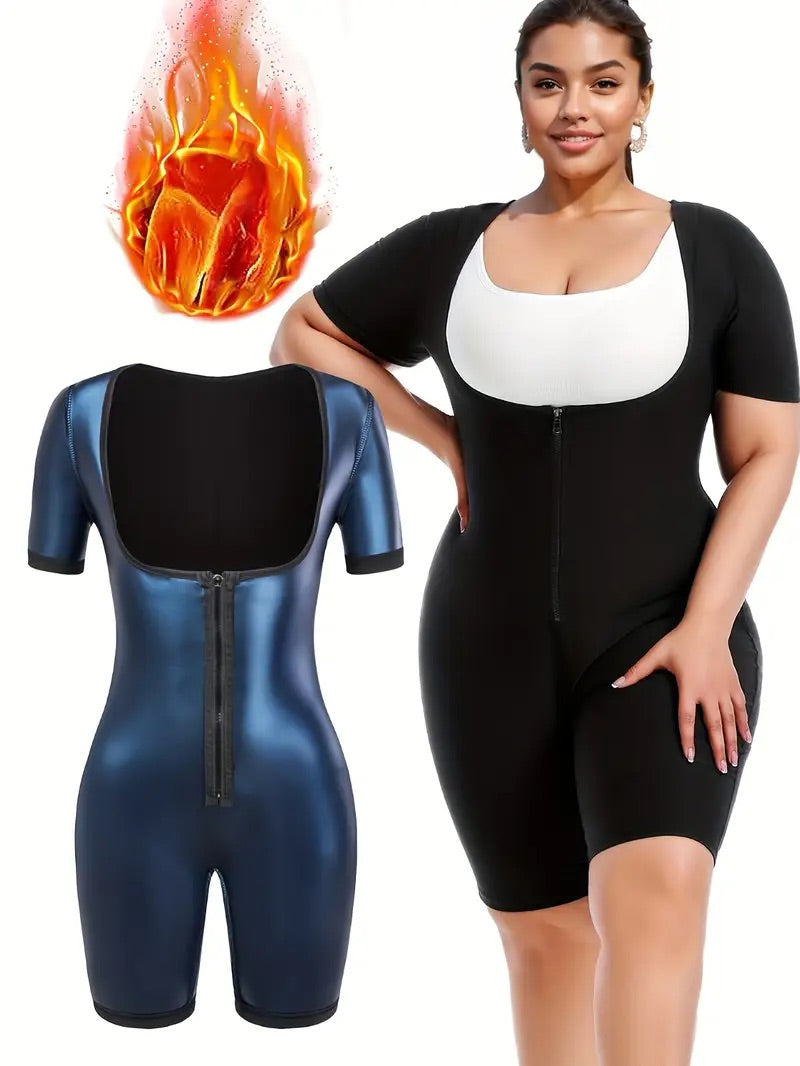 Sauna Suit Romper For Women Slimming Waist Trainer Vest 3 In 1 Sliming Full Body Shaper Gym Workout Top With Short Sleeve