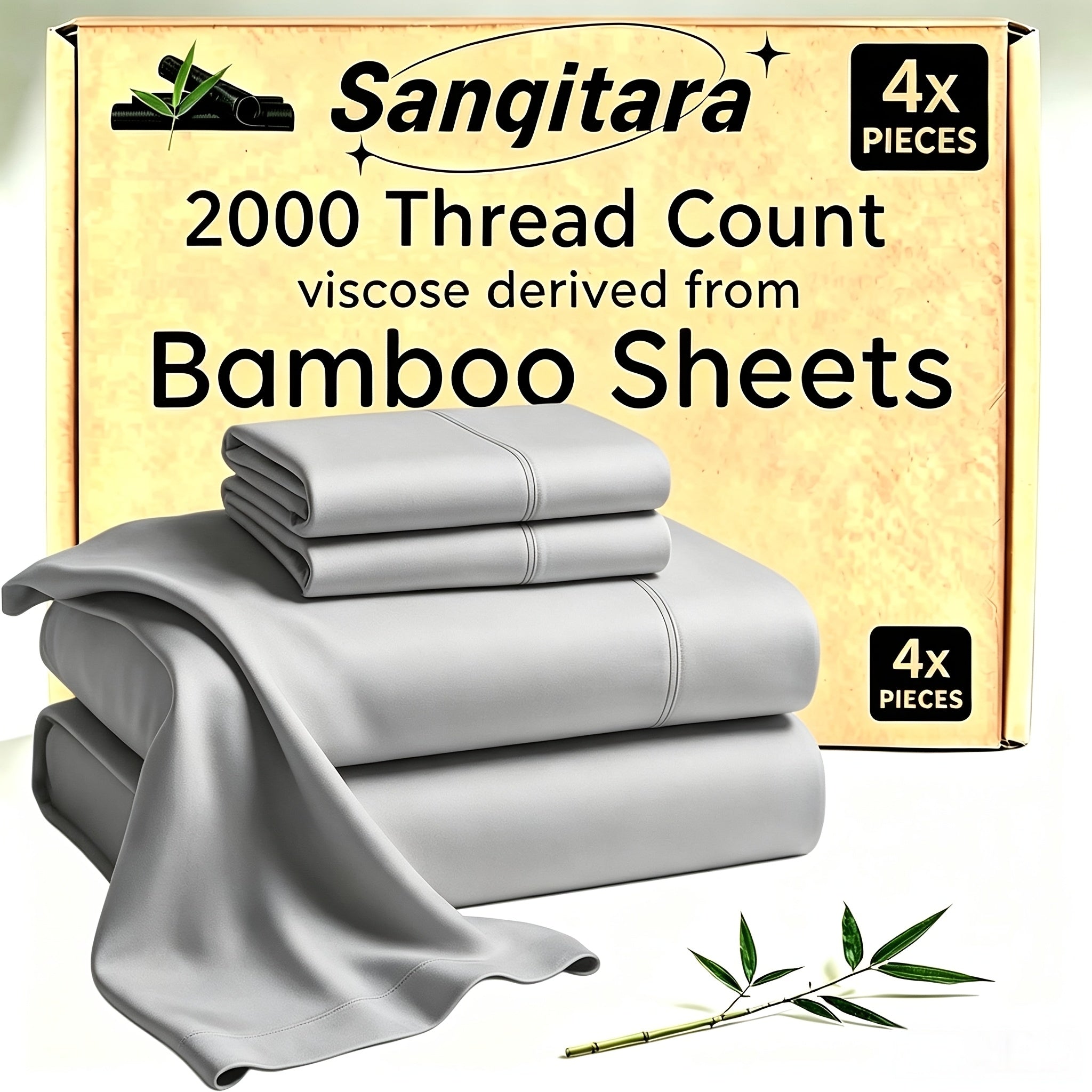 Bamboo Blend Cooling Bed Sheet Set for King Size Bed