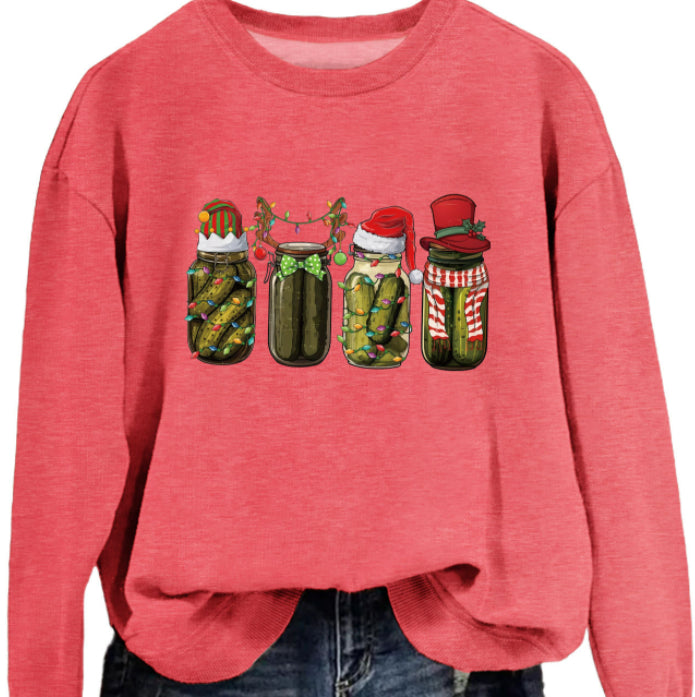 Funny Canned Cucumber Print Pullover Streetwear Sweatshirt