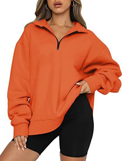 Women's Casual Zip Turndown Collar Sweatshirt
