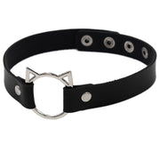 Soft Girl Leather Collar with Chain Necklace