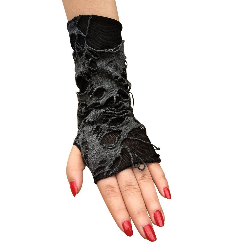 Black Punk Rock Half Finger Gloves for Women