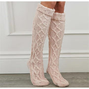 Sexy Beige Pink Knit Socks for Women