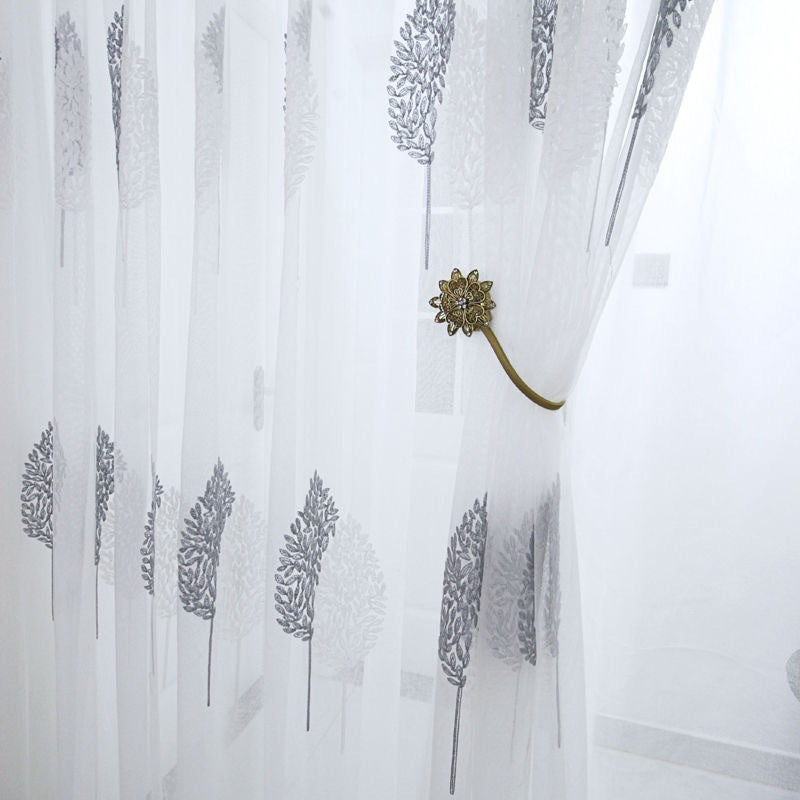 Modern Simple Embroidered Curtain and Window Screen