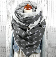 Grey Cartoon Print Women's Winter Scarf Wrap