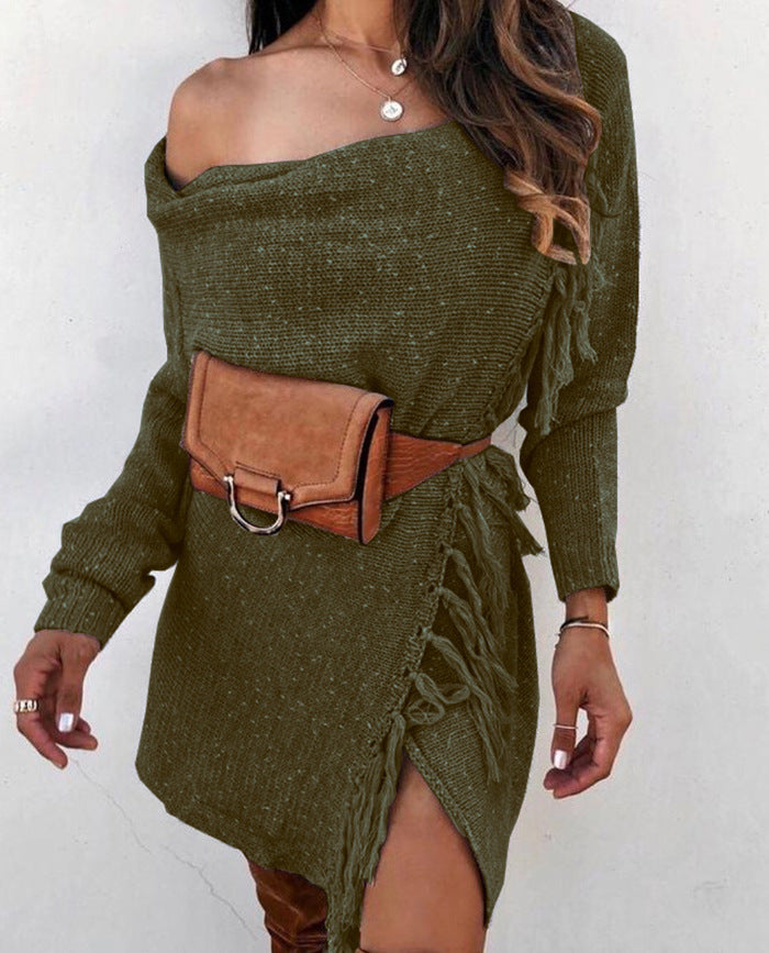 European and American Knitted Tassel Sweater Coat