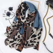 Leopard Print Scarf for Women - Soft Cotton Linen Blend