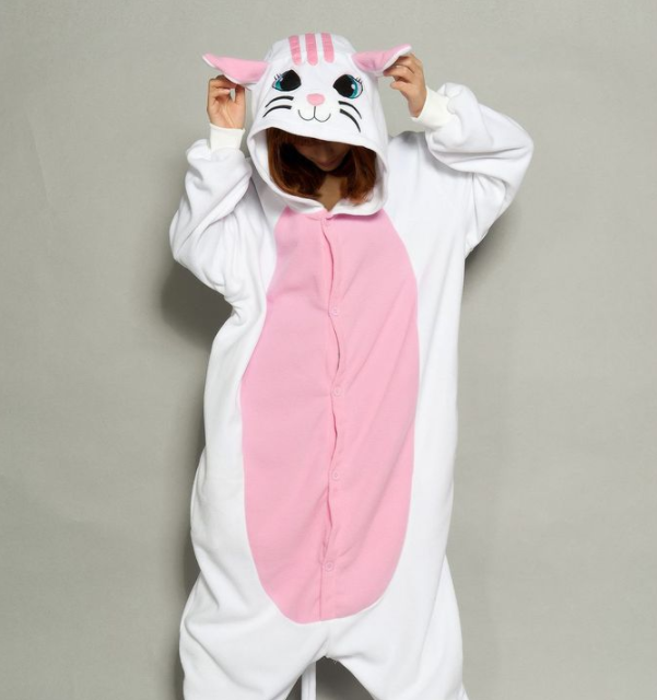 White cat cartoon pajamas