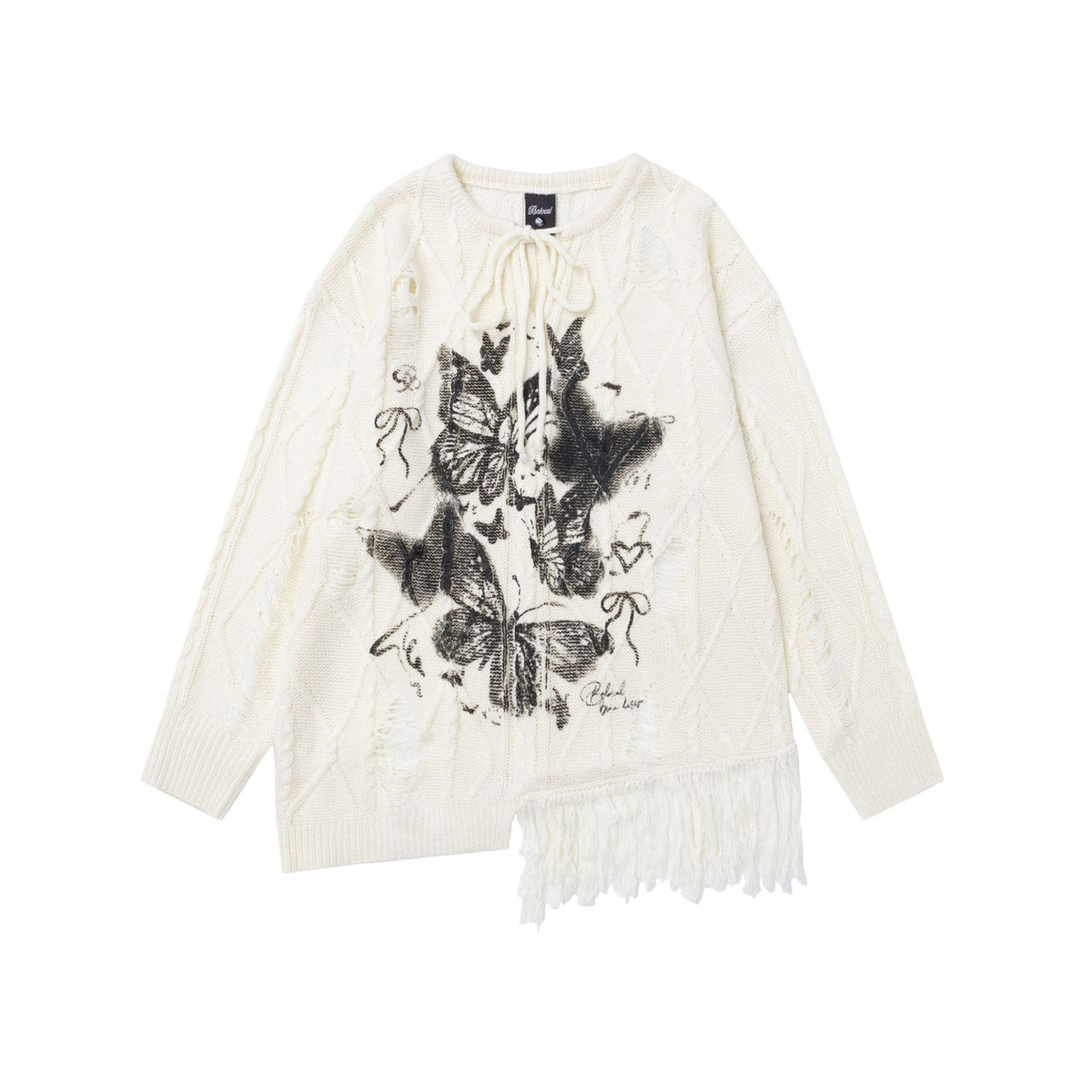 Retro Hot Girl Ripped Design Knitted Pullover Sweater