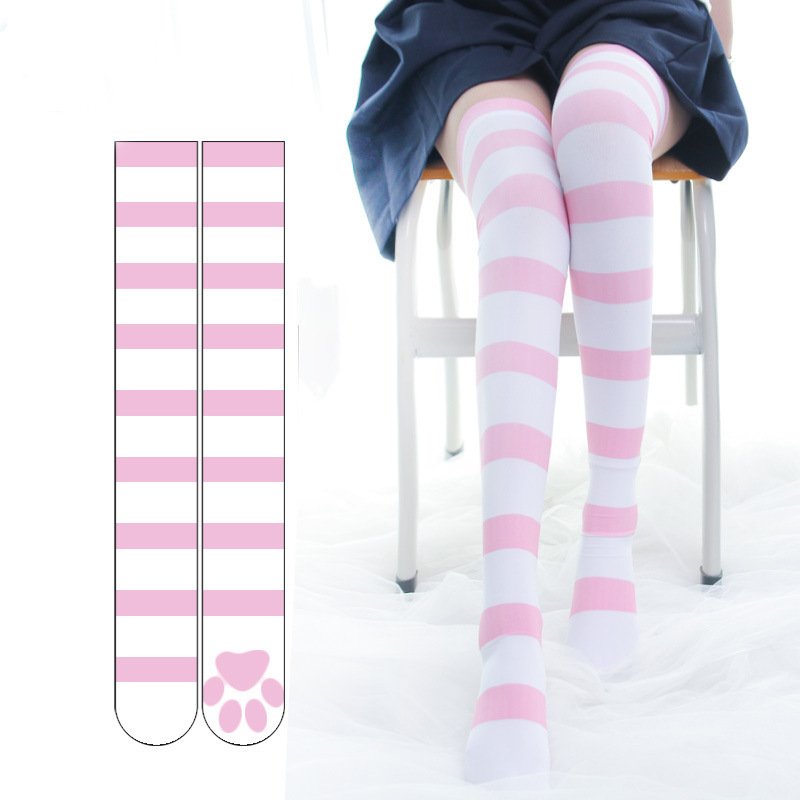 Blue Striped High Socks for Women