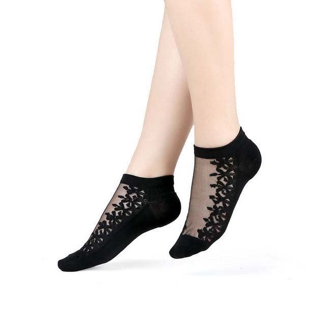 Transparent Ankle Socks for Women - Thin & Sexy Lace Mesh Socks