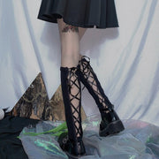 High-Cut Dark Loli Strappy Tube Socks for Women