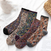 Retro Floral Honeysuckle Fashion Socks for Women