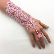 Retro Punk Fashion Lace Bracelet with Rose Flower Ring