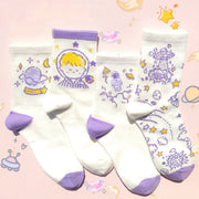 Cute Anime Socks for Women, 4-Pair Set