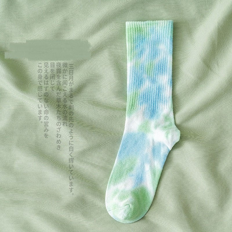 Hand-Tie-Dyed Color Block Socks for Men and Women