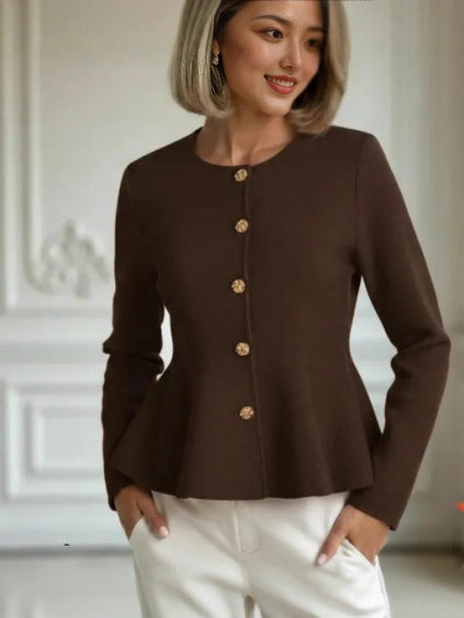 Womens Short-skirt Hemline Stockinette Sweater