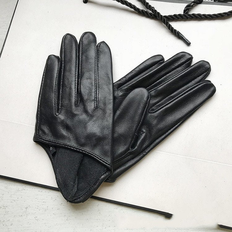 Women's Pure Leather Half-Finger Gloves