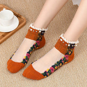 Floral Fishnet Ankle Socks for Women