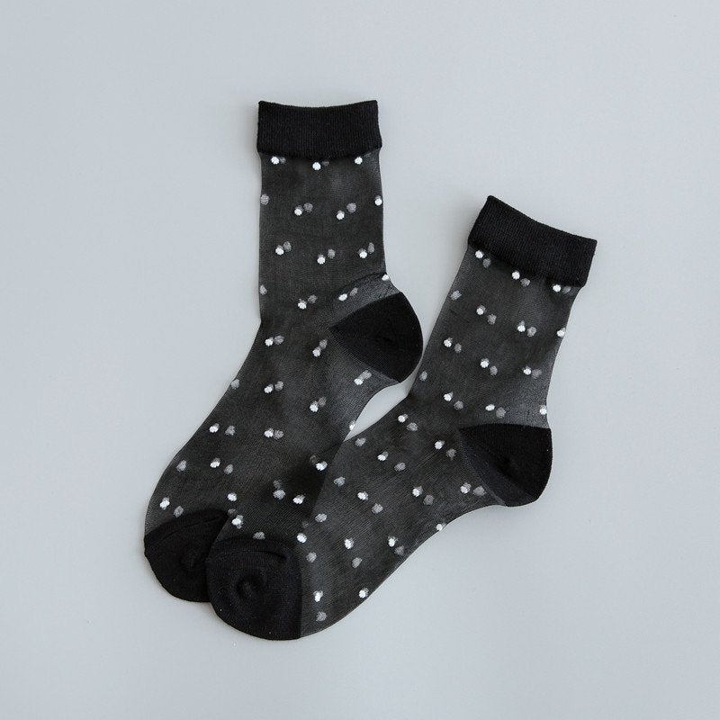 Crystal Dot Silk Socks for Women