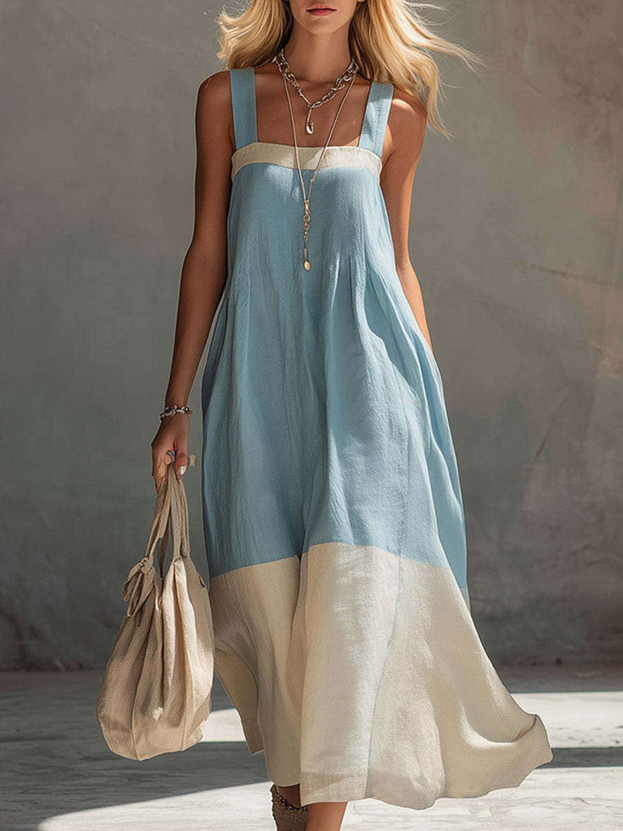 New Arrival Chic Strap Maxi Dress with Contrasting Paneling
