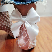 Sexy Mesh Fishnet Stockings Oversized Bow Socks for Women