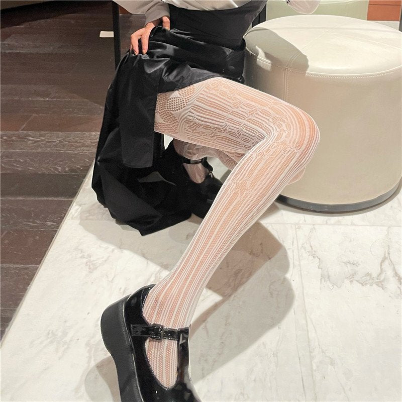 Breathable Dark Lolita Stockings - Cool & Shaping