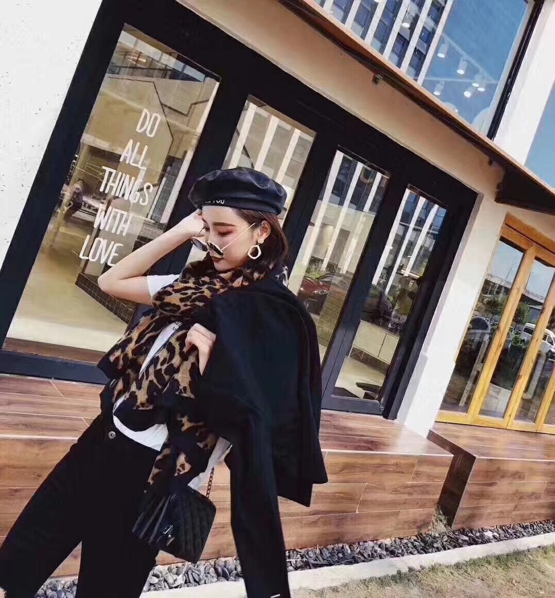Autumn Leopard Print Scarf Women Shawl