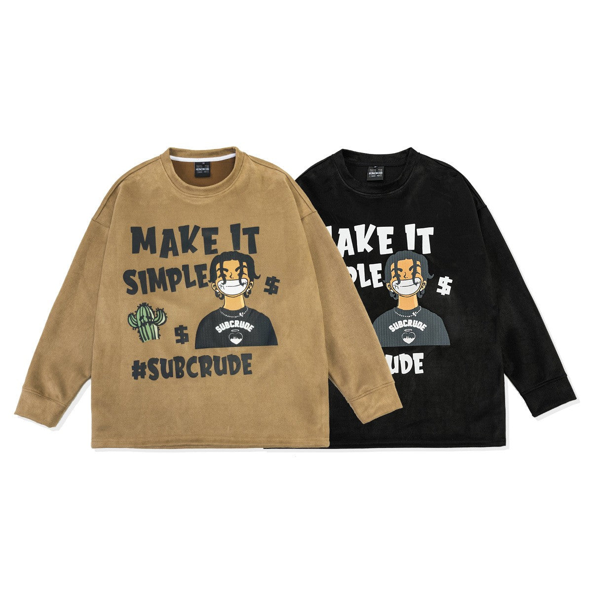 European And American Brand Retro Portrait Letter Printing Round Neck Long Sleeve