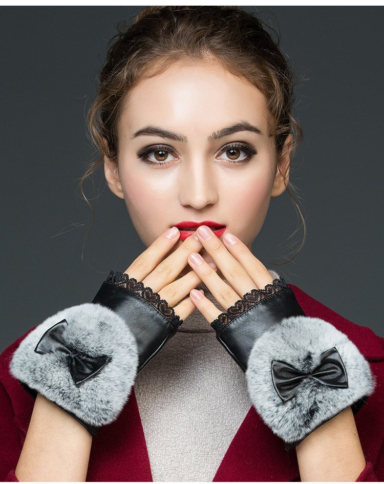 Autumn Warm Women's Sheepskin Gloves for Writing and Computer Use