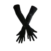Black Velvet Long Warm Gloves for Women