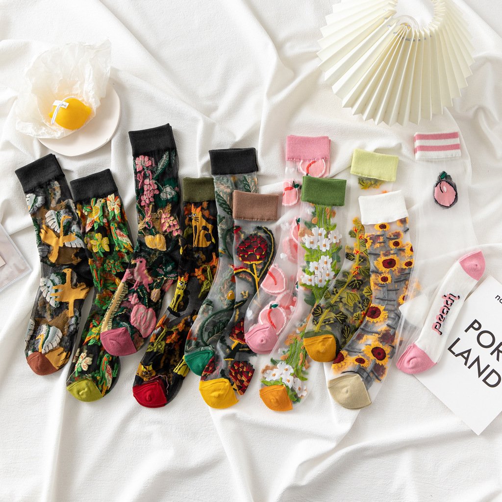 Stay Chic in Style with Casual Tube Card Silk Socks