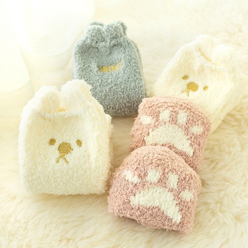Soft Coral Fleece Floor Sleep Socks for Women