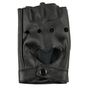 Dancing Half Finger Gloves for Women - Peach Heart PU Leather