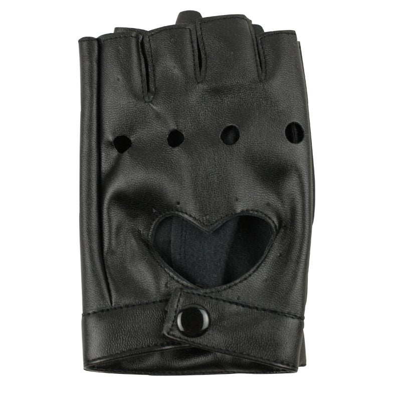 Dancing Half Finger Gloves for Women - Peach Heart PU Leather
