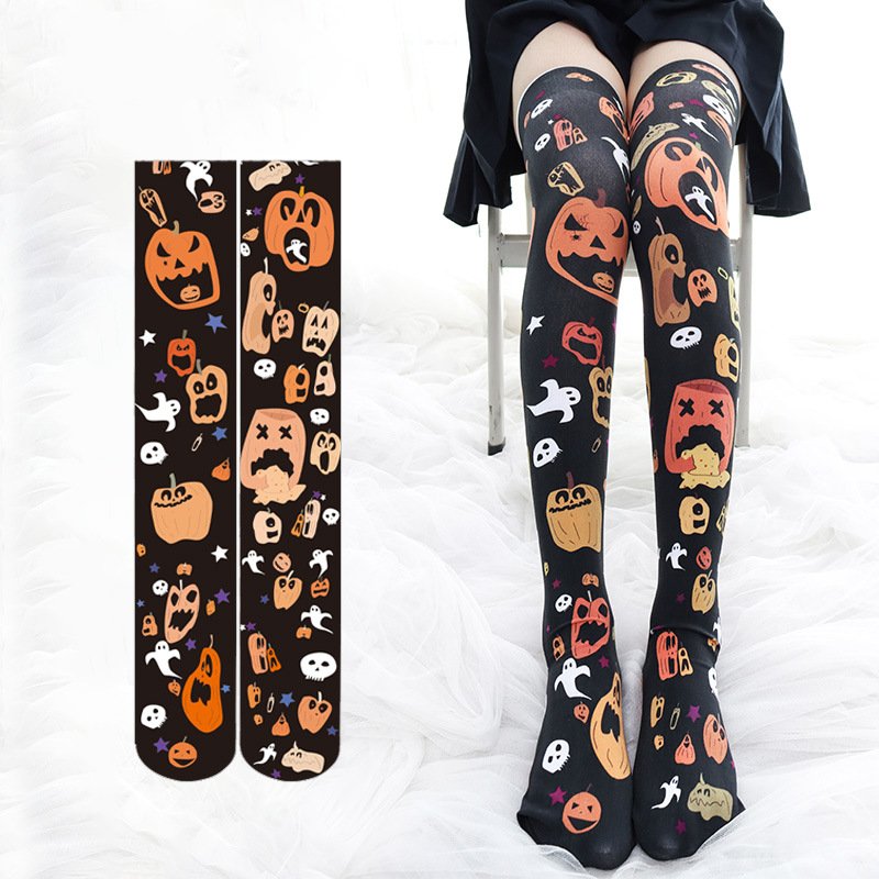 Spooky Pumpkin Knee Socks