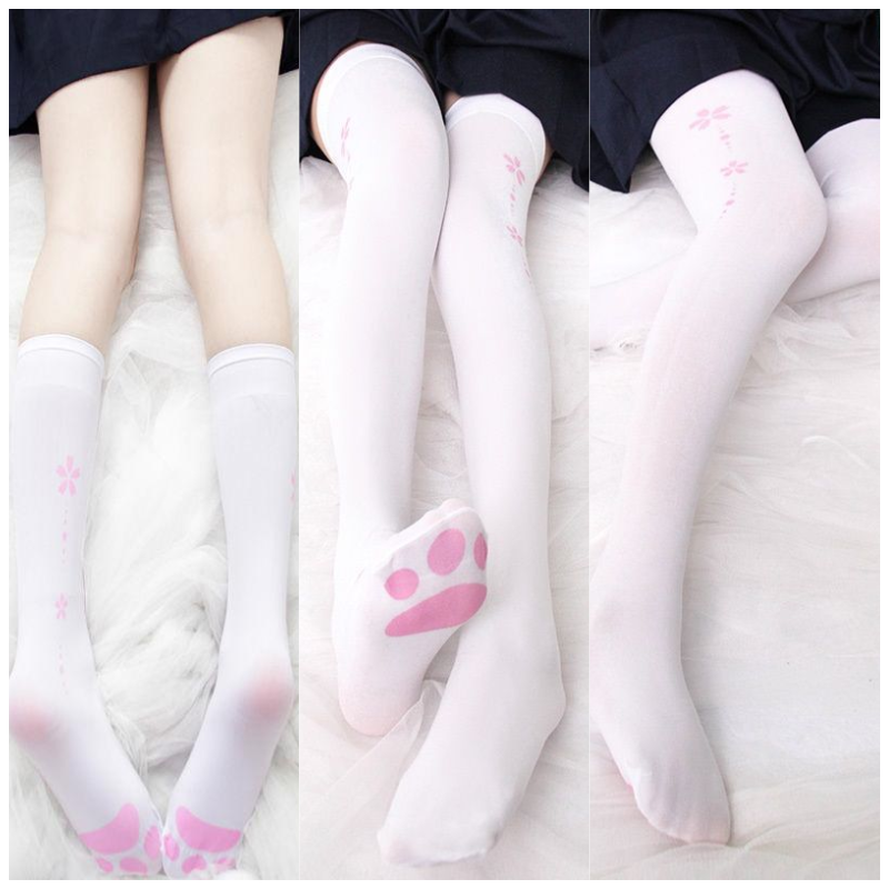 Cozy Cat Paw Print Tights