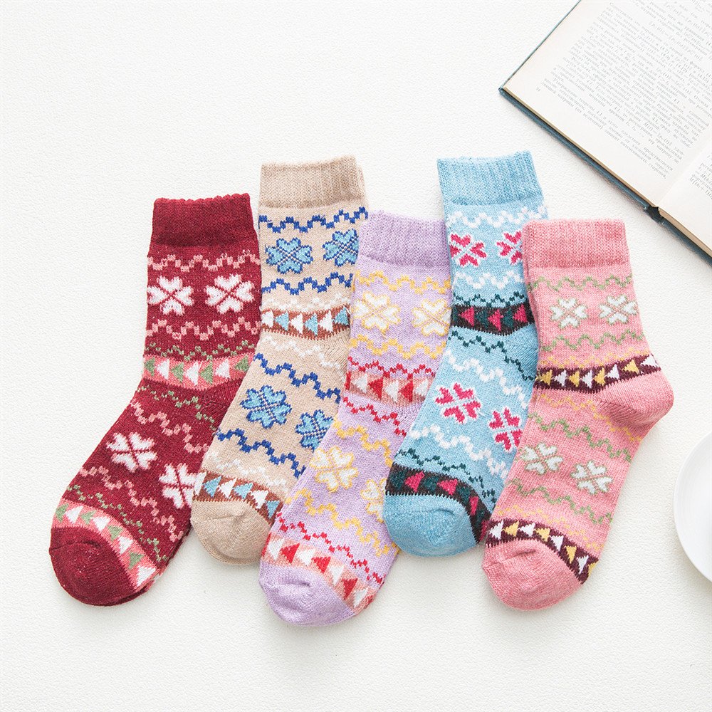 Warm Rabbit Wool Socks with Love Hearts for Women