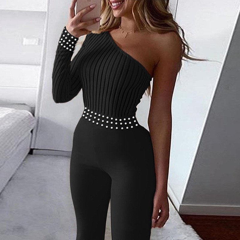 Off-Shoulder Beaded Jumpsuit for Women