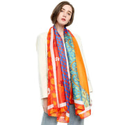 Elegant Floral Print Silk Scarf