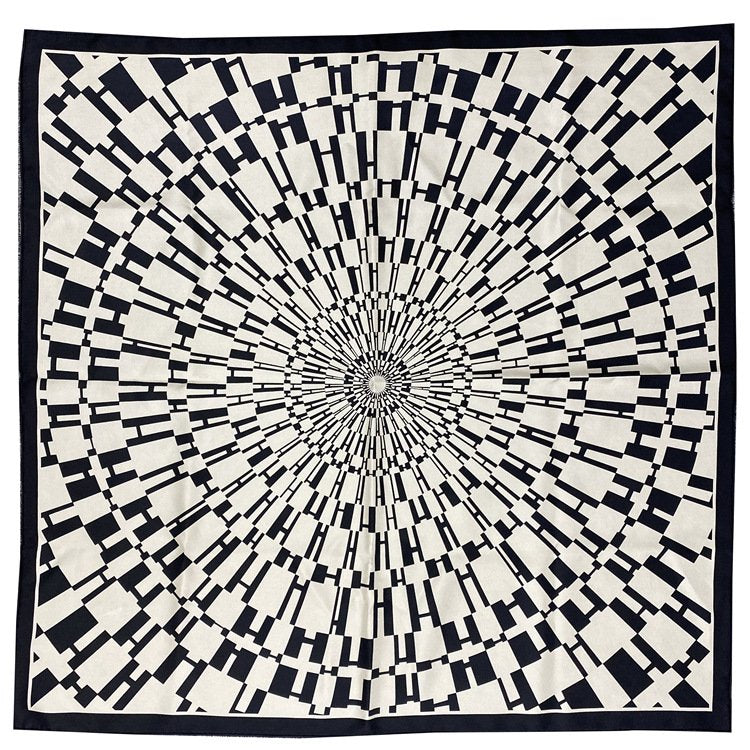 Wild Silk Twill Square Scarf for Ladies - Black & Blue Letter Pattern