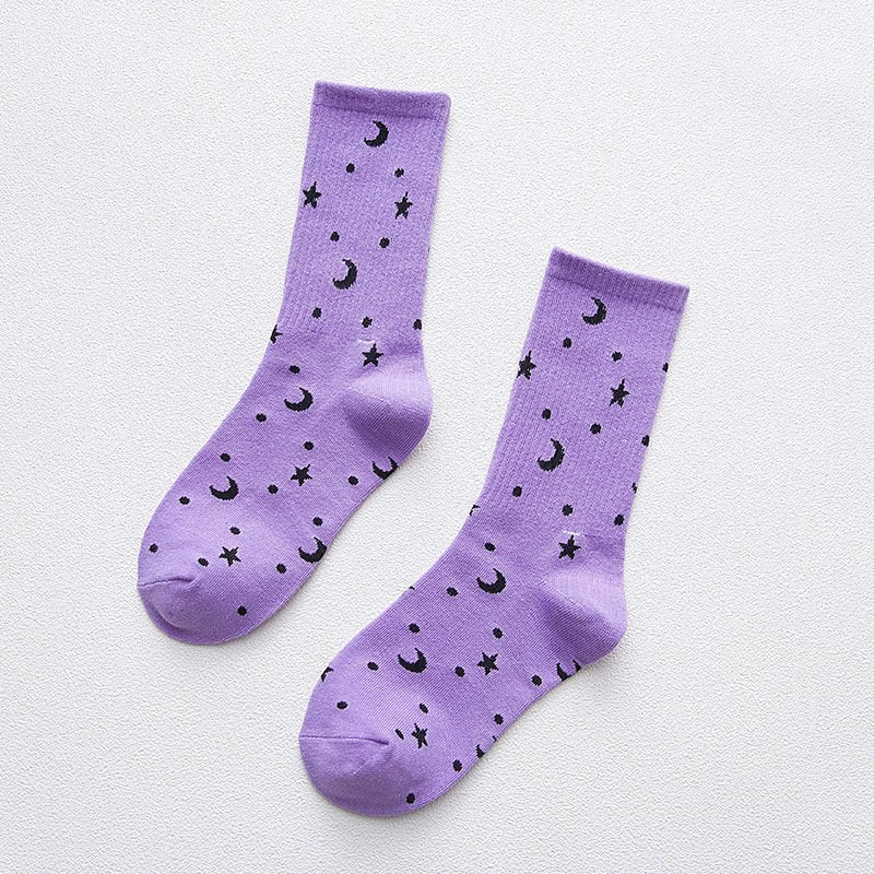 Cozy Letter Star Moon Cotton Socks for Women
